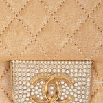 Chanel Pearl Single Flap Gold Iridescent Suede 2014 AGHW