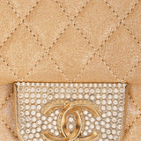 Chanel Pearl Single Flap Gold Iridescent Suede 2014 AGHW