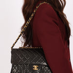 Chanel Medium Single Flap Black Lambskin 24K GP