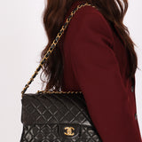 Chanel Medium Single Flap Black Lambskin 24K GP