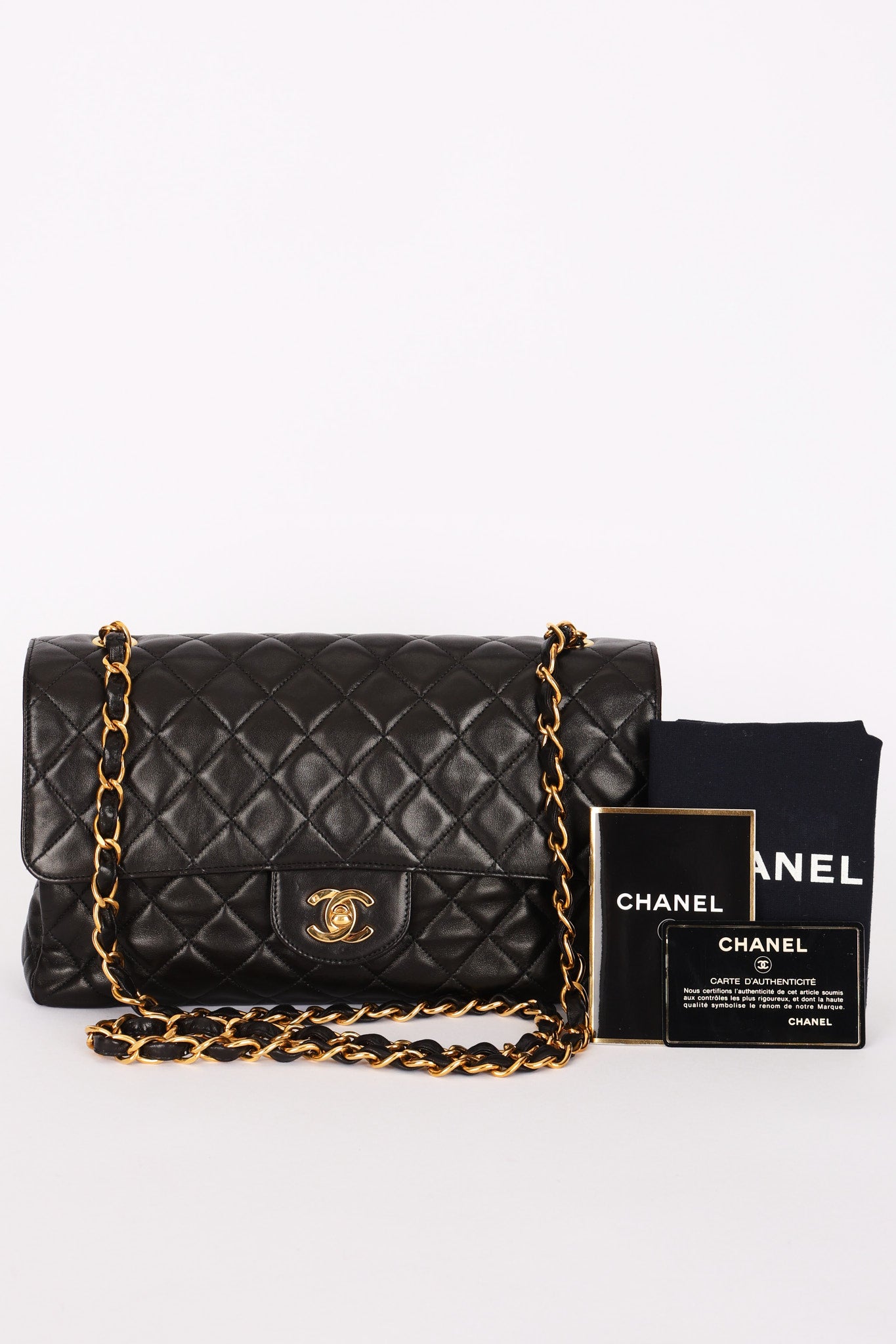 Chanel Medium Single Flap Black Lambskin 24K GP