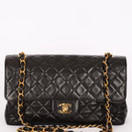 Chanel Medium Single Flap Black Lambskin 24K GP