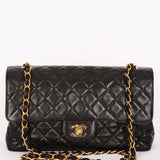Chanel Medium Single Flap Black Lambskin 24K GP