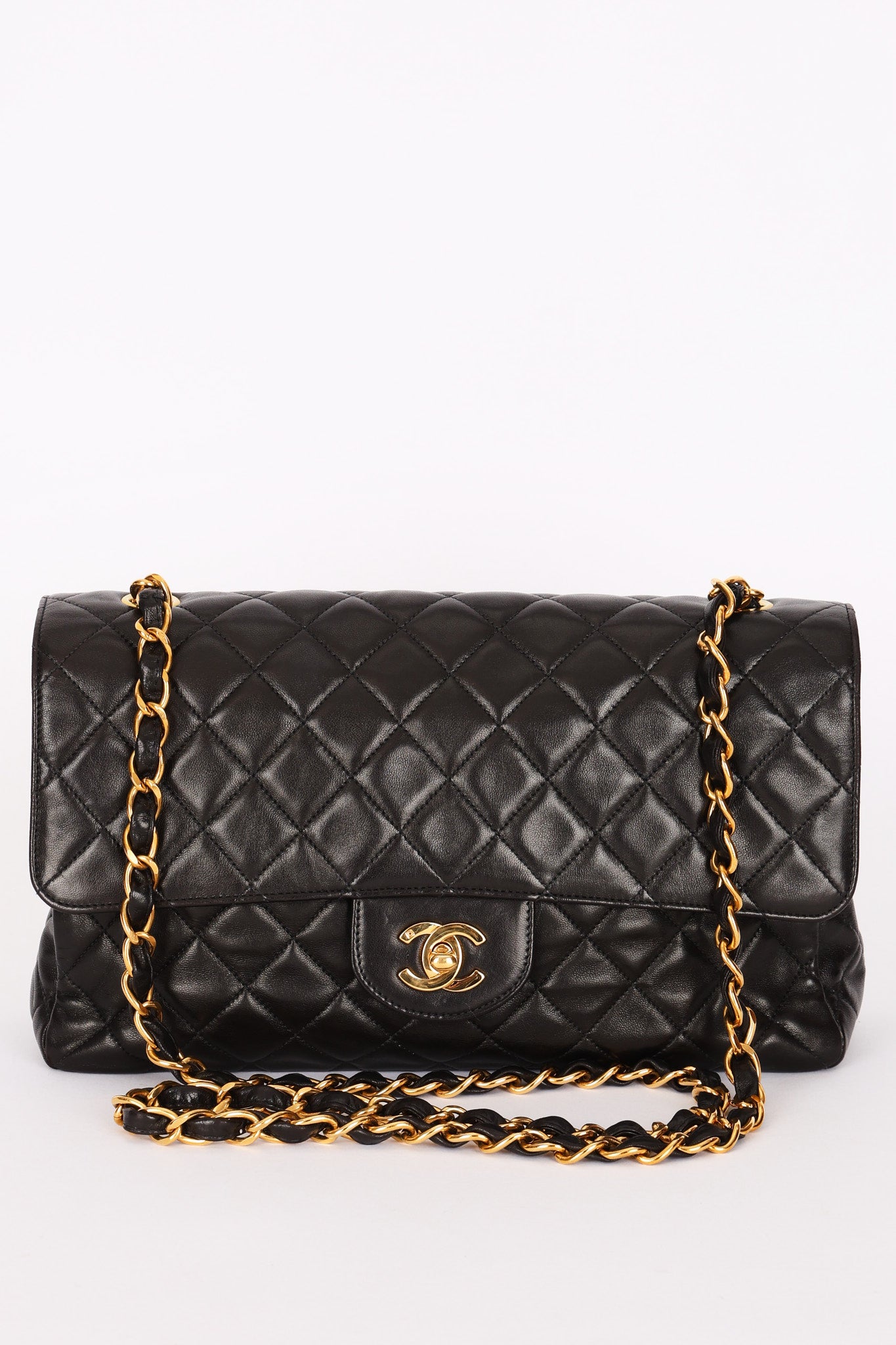 Chanel Medium Single Flap Black Lambskin 24K GP