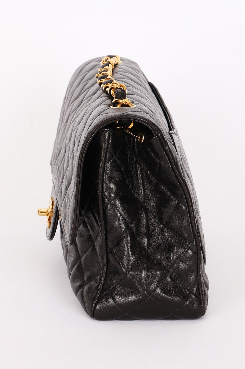 Chanel Medium Single Flap Black Lambskin 24K GP