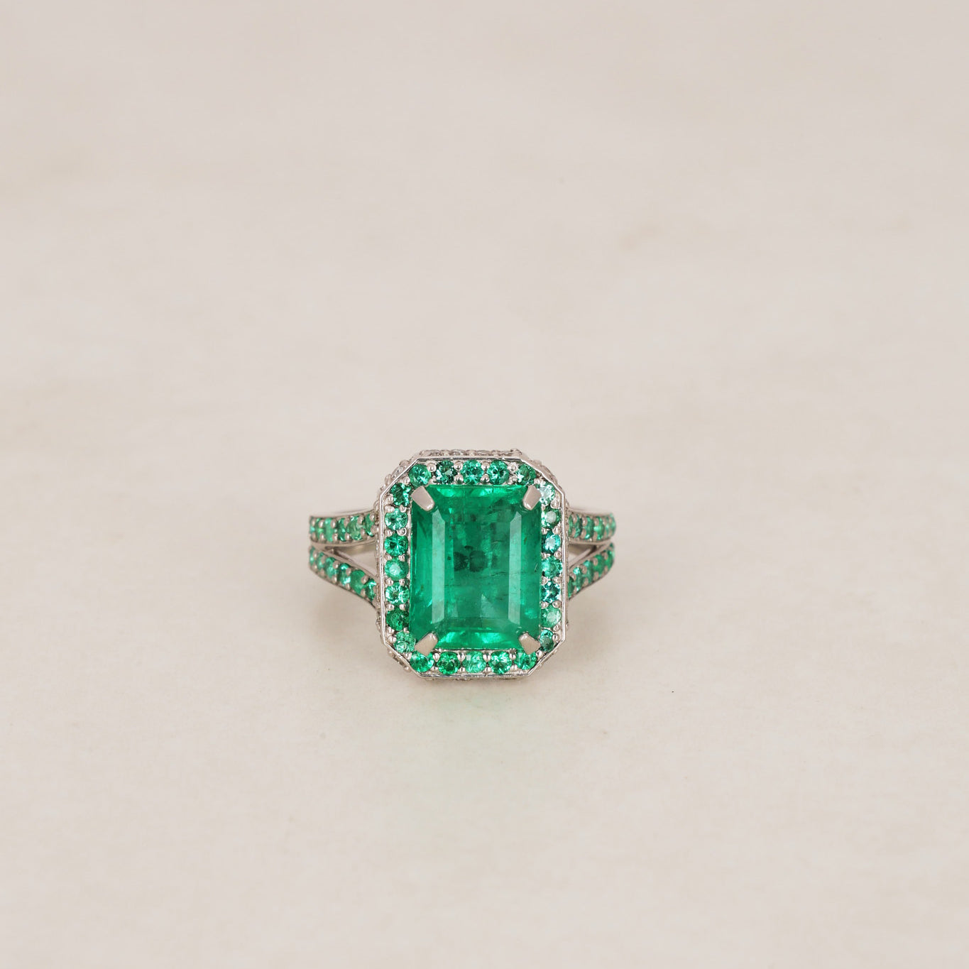 Stainless Steel Emerald Ring