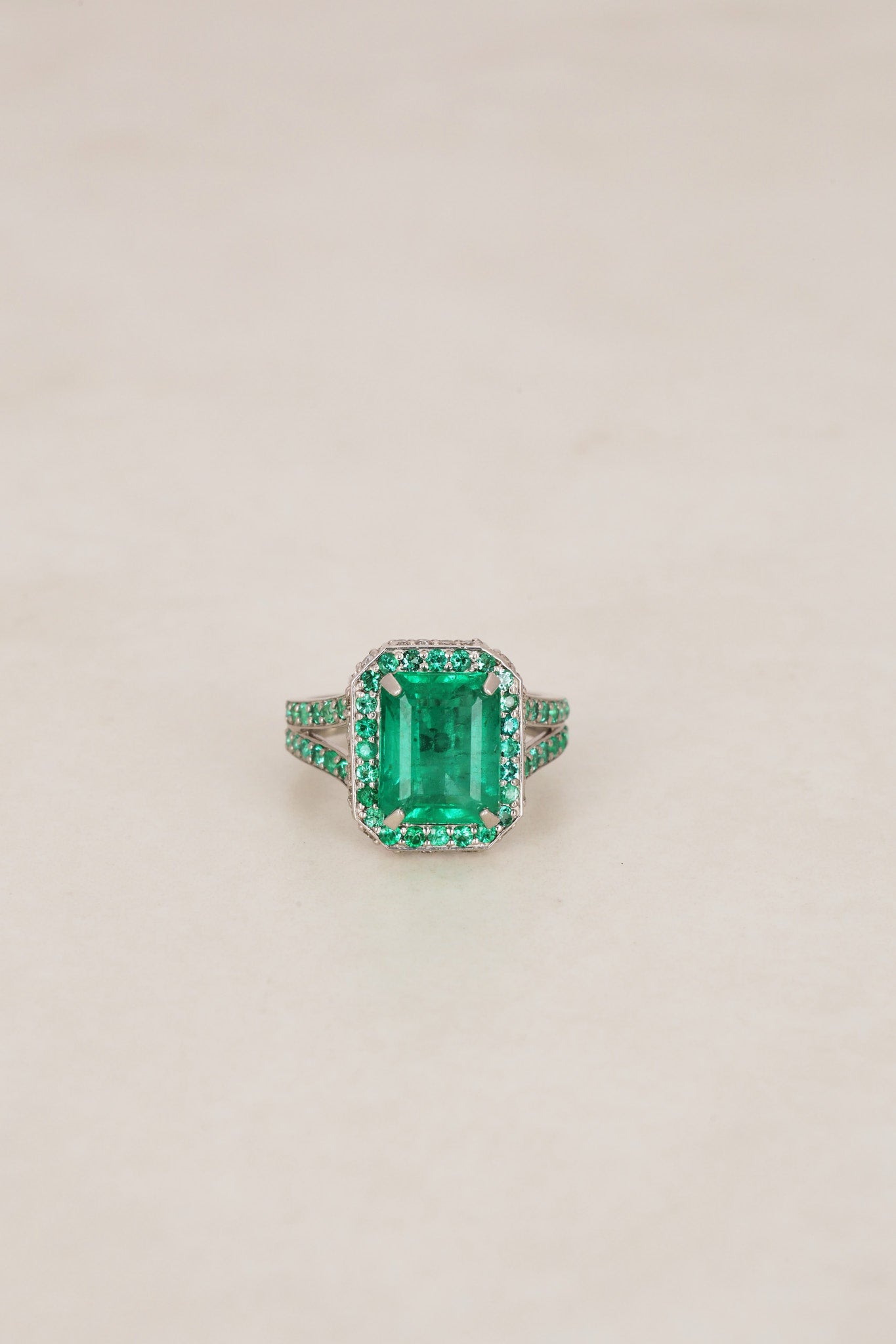 Stainless Steel Emerald Ring