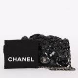 Chanel Camellia Rectangular Mini Single Flap Black Lambskin 2016 SHW