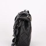Chanel Camellia Rectangular Mini Single Flap Black Lambskin 2016 SHW