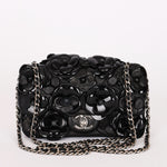 Chanel Camellia Mini Single Flap Black Lambskin 2016 SHW