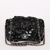 Chanel Camellia Mini Single Flap Black Lambskin 2016 SHW