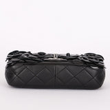 Chanel Camellia Rectangular Mini Single Flap Black Lambskin 2016 SHW