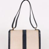 Rare Hermès Sologne Shoulder Bag Navy Box and Natural Toile 1958 GHW