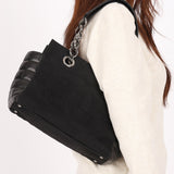 Chanel Chocolate Bar Tote Black Lambskin and Canvas SHW