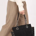 Chanel Chocolate Bar Tote Black Lambskin and Canvas SHW