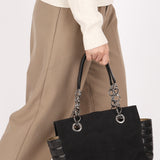 Chanel Chocolate Bar Tote Black Lambskin and Canvas SHW