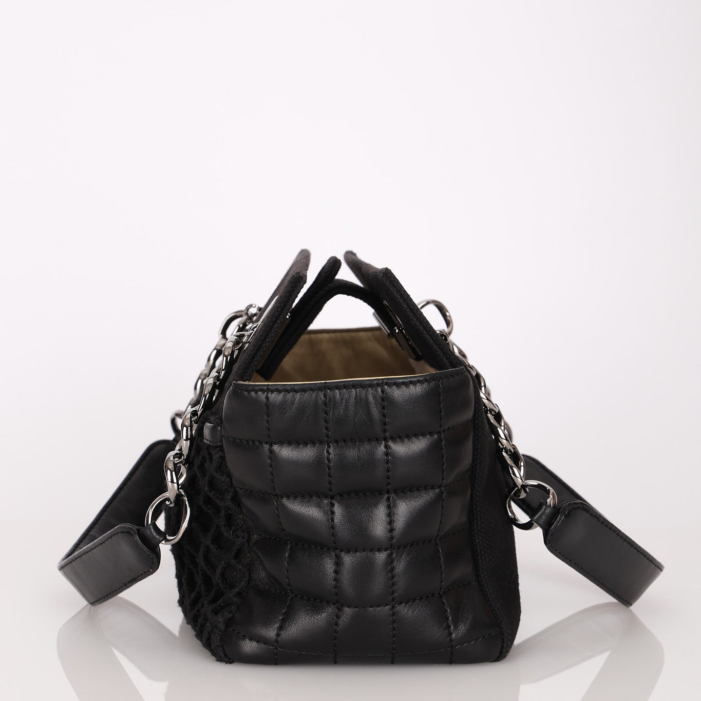 Chanel Chocolate Bar Tote Black Lambskin and Canvas SHW