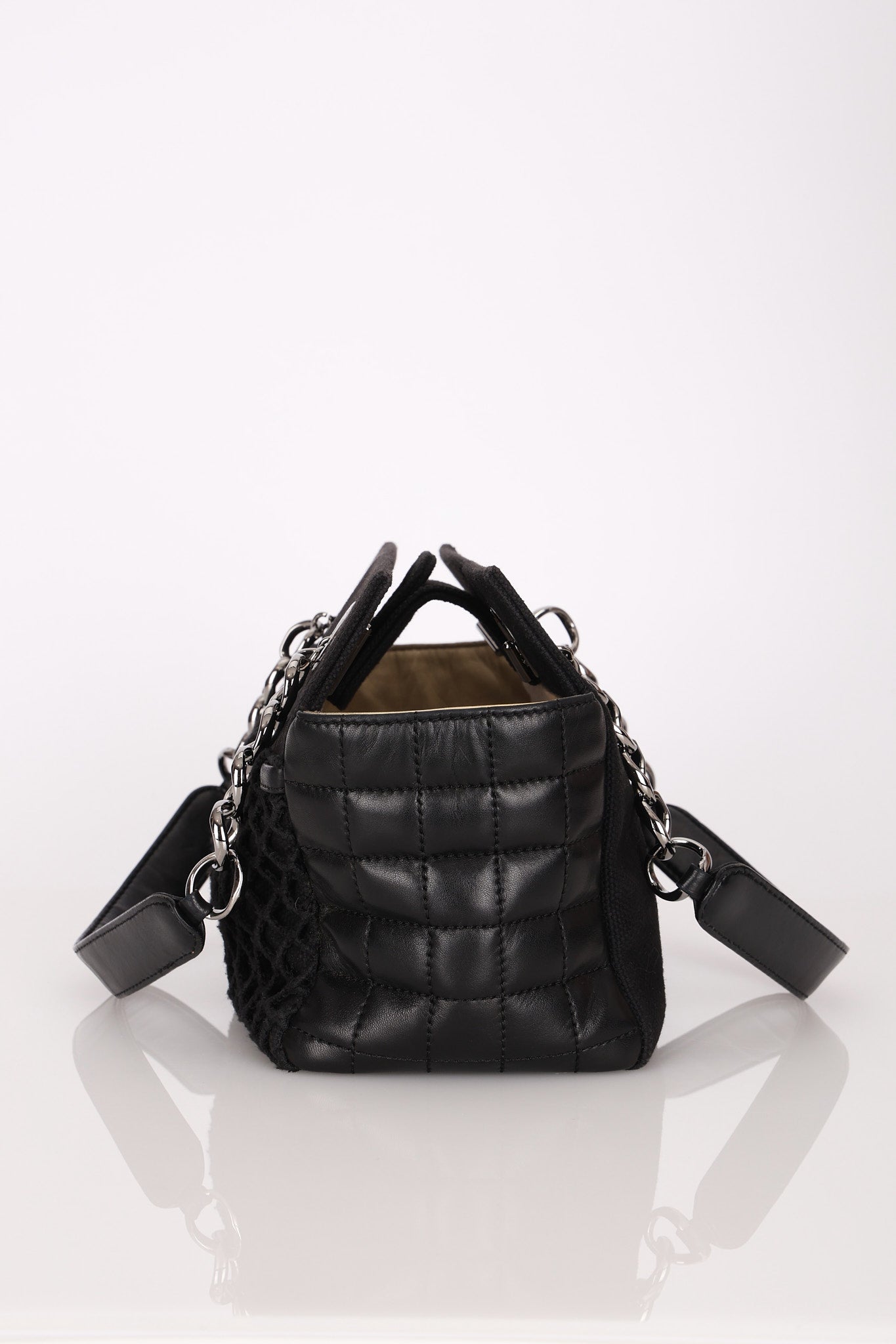 Chanel Chocolate Bar Tote Black Lambskin and Canvas SHW