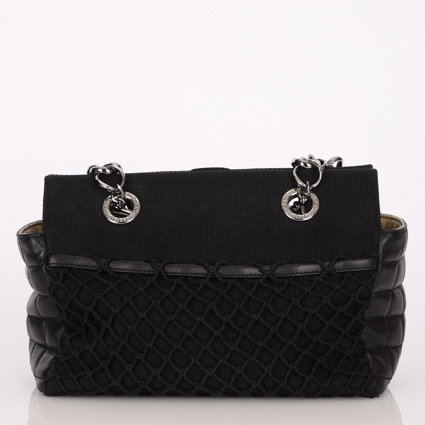 Chanel Chocolate Bar Tote Black Lambskin and Canvas SHW