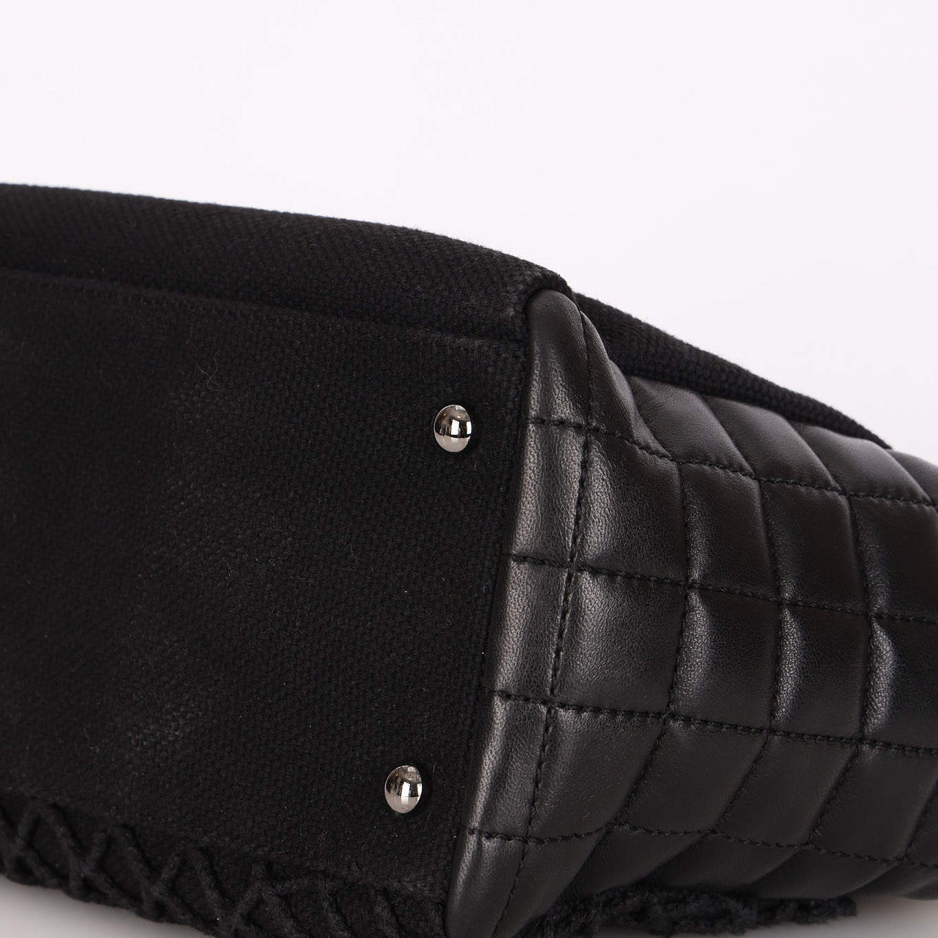 Chanel Chocolate Bar Tote Black Lambskin and Canvas SHW