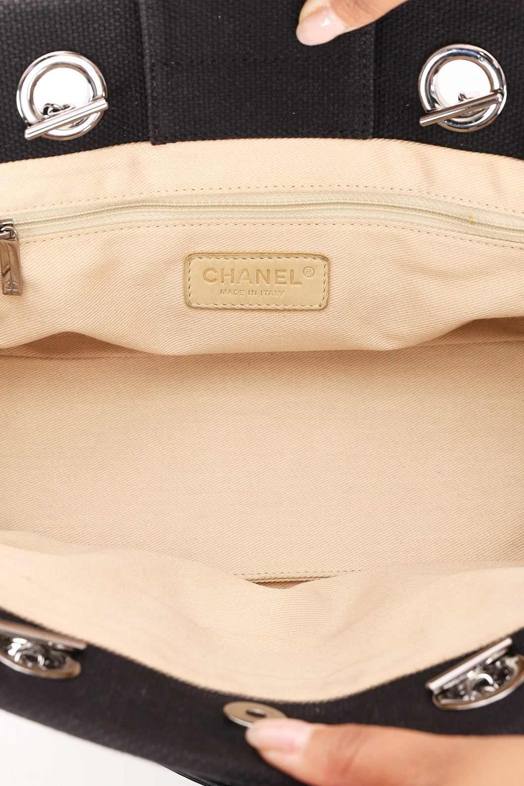 Chanel Chocolate Bar Tote Black Lambskin and Canvas SHW