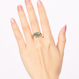 18K Yellow Gold Emerald and Diamond Swirl Cocktail Ring, Size US 6