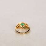 18K Yellow Gold Emerald and Diamond Swirl Cocktail Ring, Size US 6