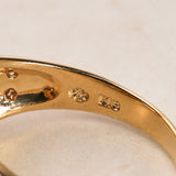 18K Yellow Gold Emerald and Diamond Swirl Cocktail Ring, Size US 6