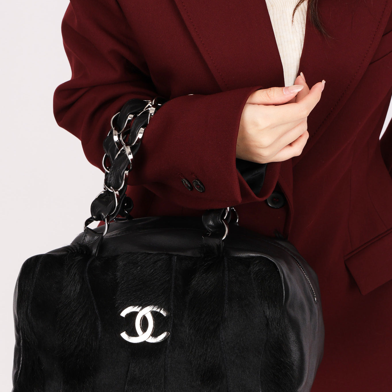 Chanel Ponyhair Olsen Bag Black Lambskin SHW