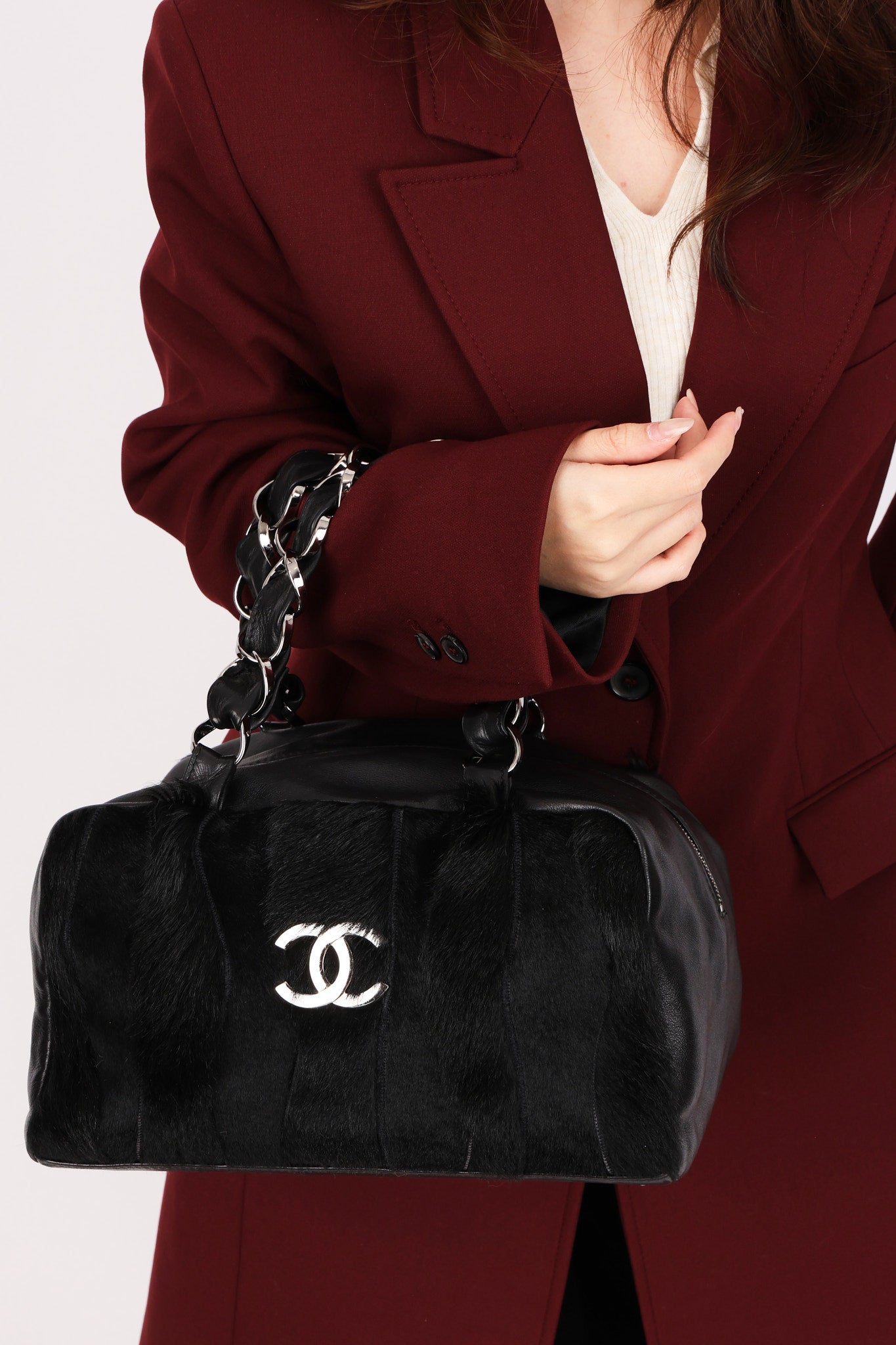 Chanel Ponyhair Olsen Bag Black Lambskin SHW