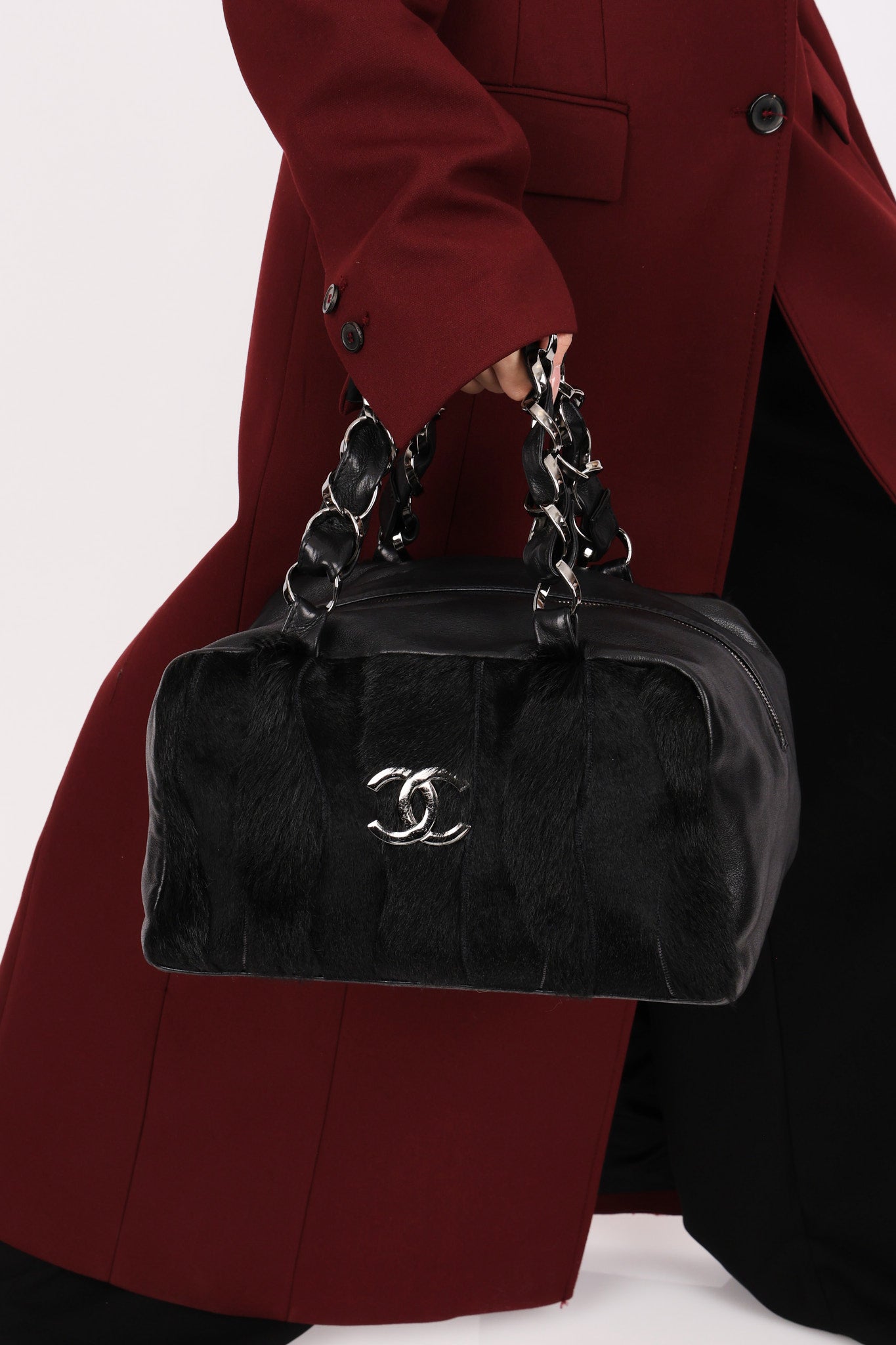 Chanel Ponyhair Olsen Bag Black Lambskin SHW