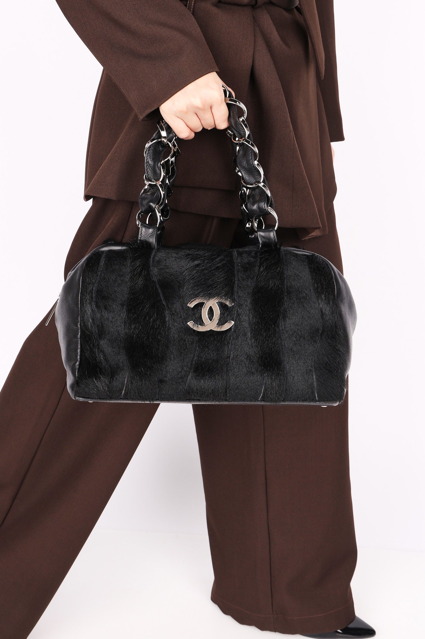 Chanel Ponyhair Olsen Bag Black Lambskin 2004 SHW