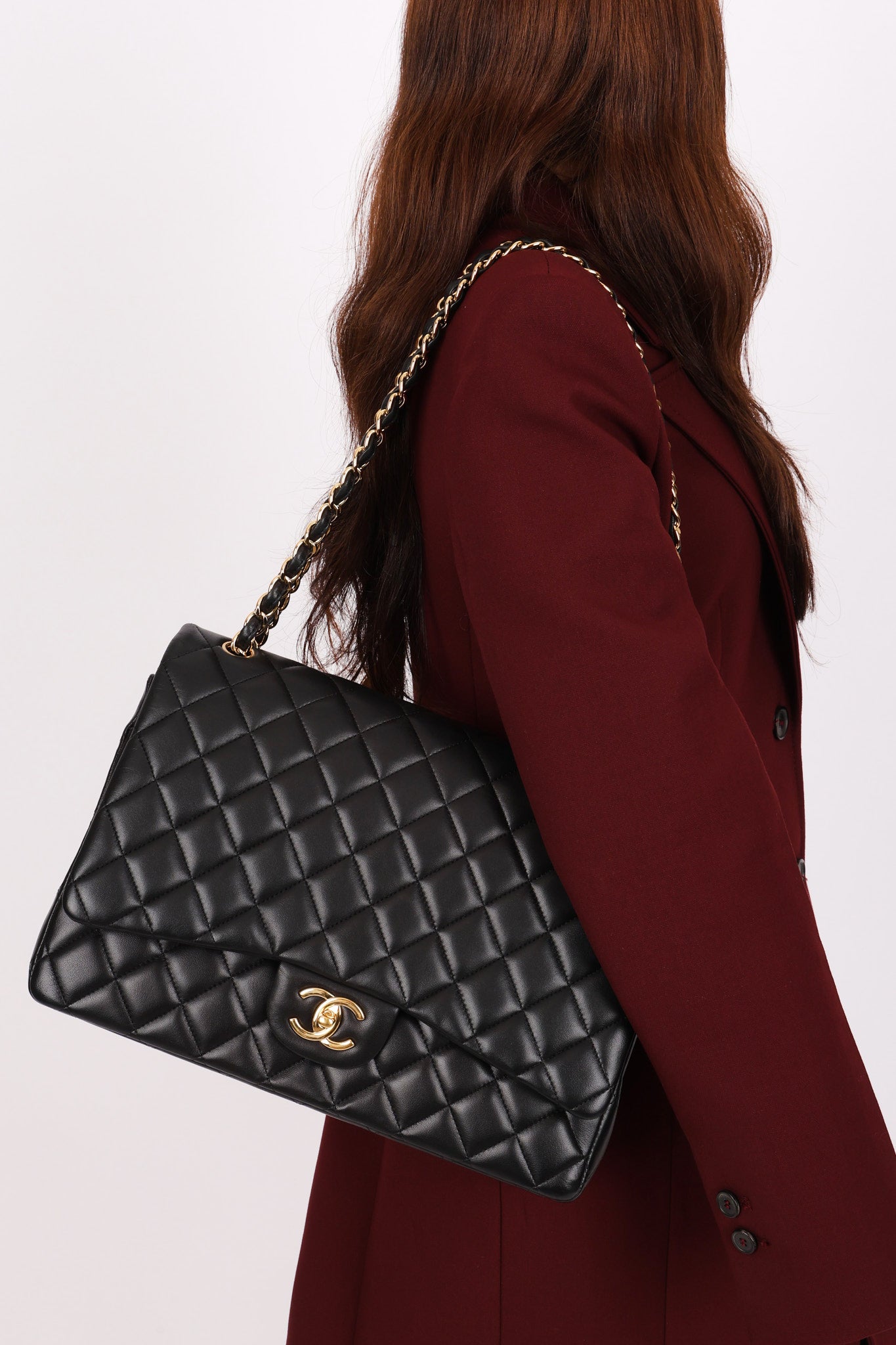 Chanel Maxi Double Flap Black Lambskin GHW
