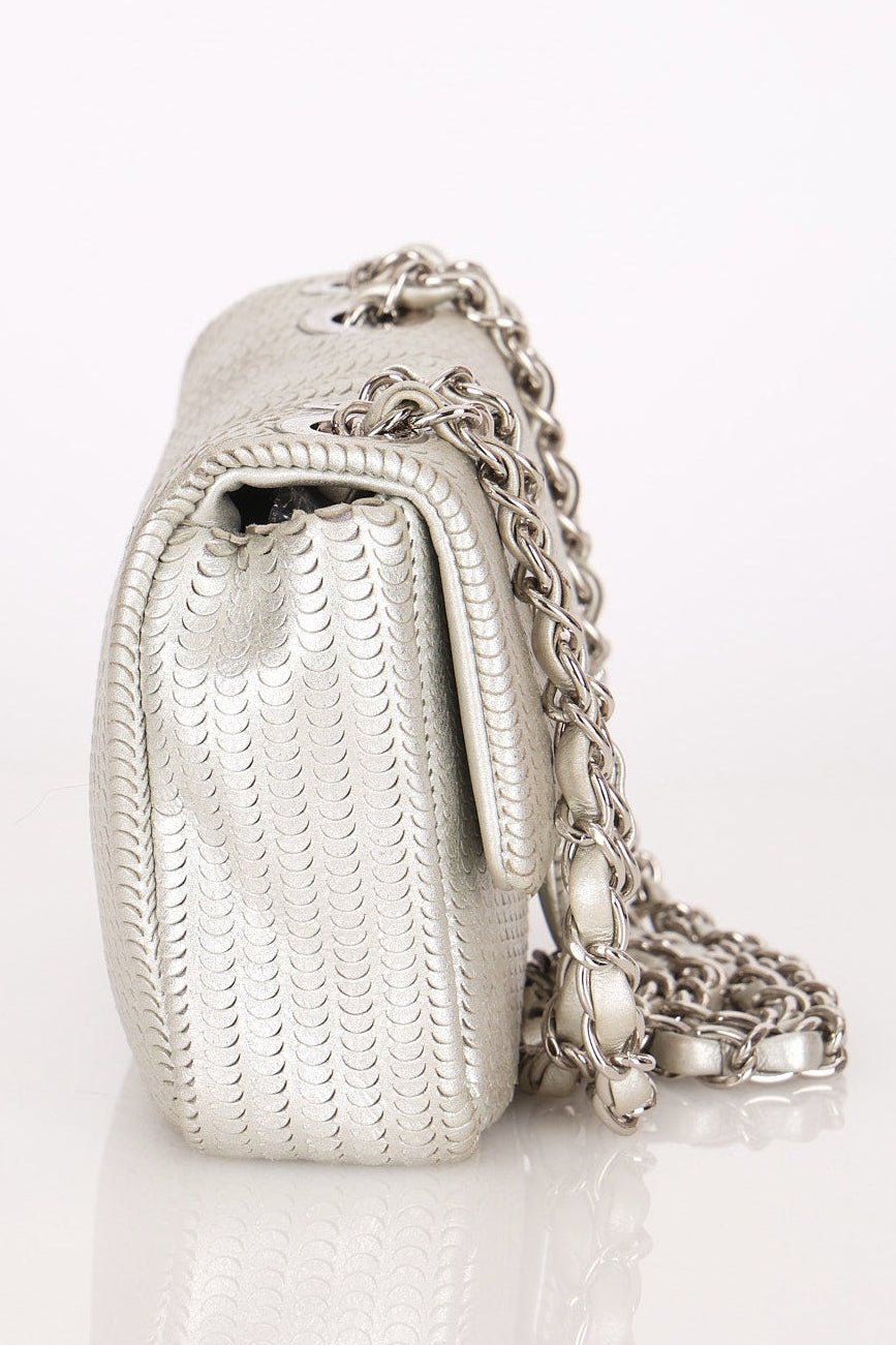 Chanel Laser Cut Mini Rectangle Metallic Silver SHW
