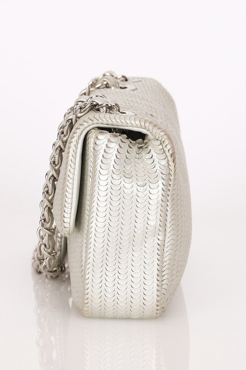 Chanel Laser Cut Mini Rectangle Metallic Silver SHW