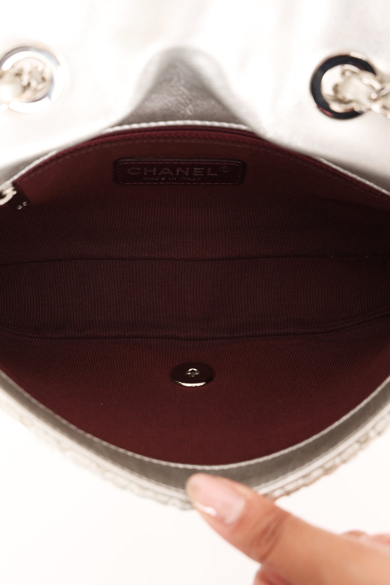 Chanel Laser Cut Mini Rectangle Metallic Silver SHW