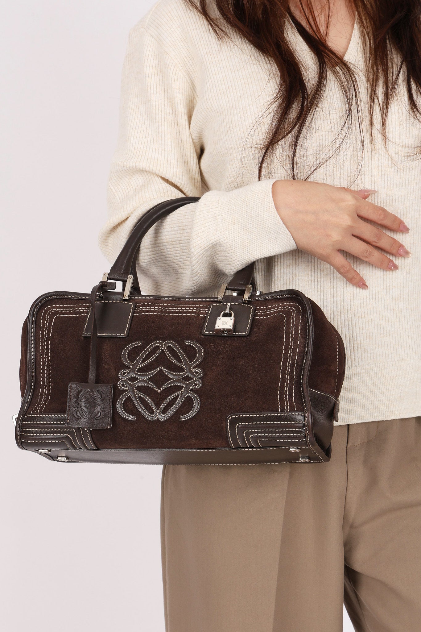 Loewe Amazona 28 Brown Suede
