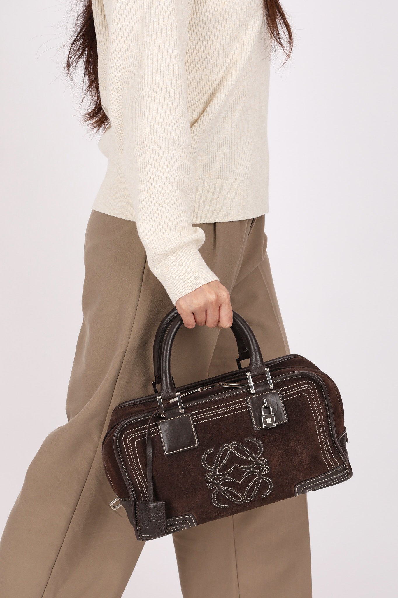 Loewe Amazona 28 Brown Suede