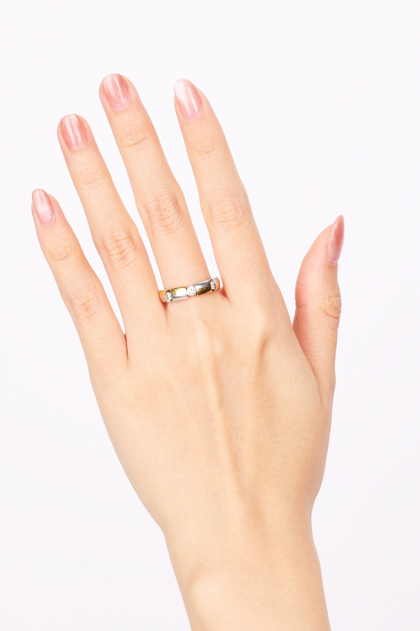 18K Yellow Gold and Diamond Checkerboard Ring, Size US 5.75