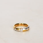 18K Yellow Gold and Diamond Checkerboard Ring, Size US 5.75