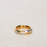 18K Yellow Gold and Diamond Checkerboard Ring, Size US 5.75