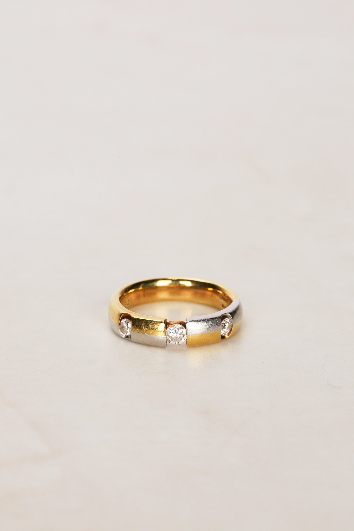 18K Yellow Gold and Diamond Checkerboard Ring, Size US 5.75
