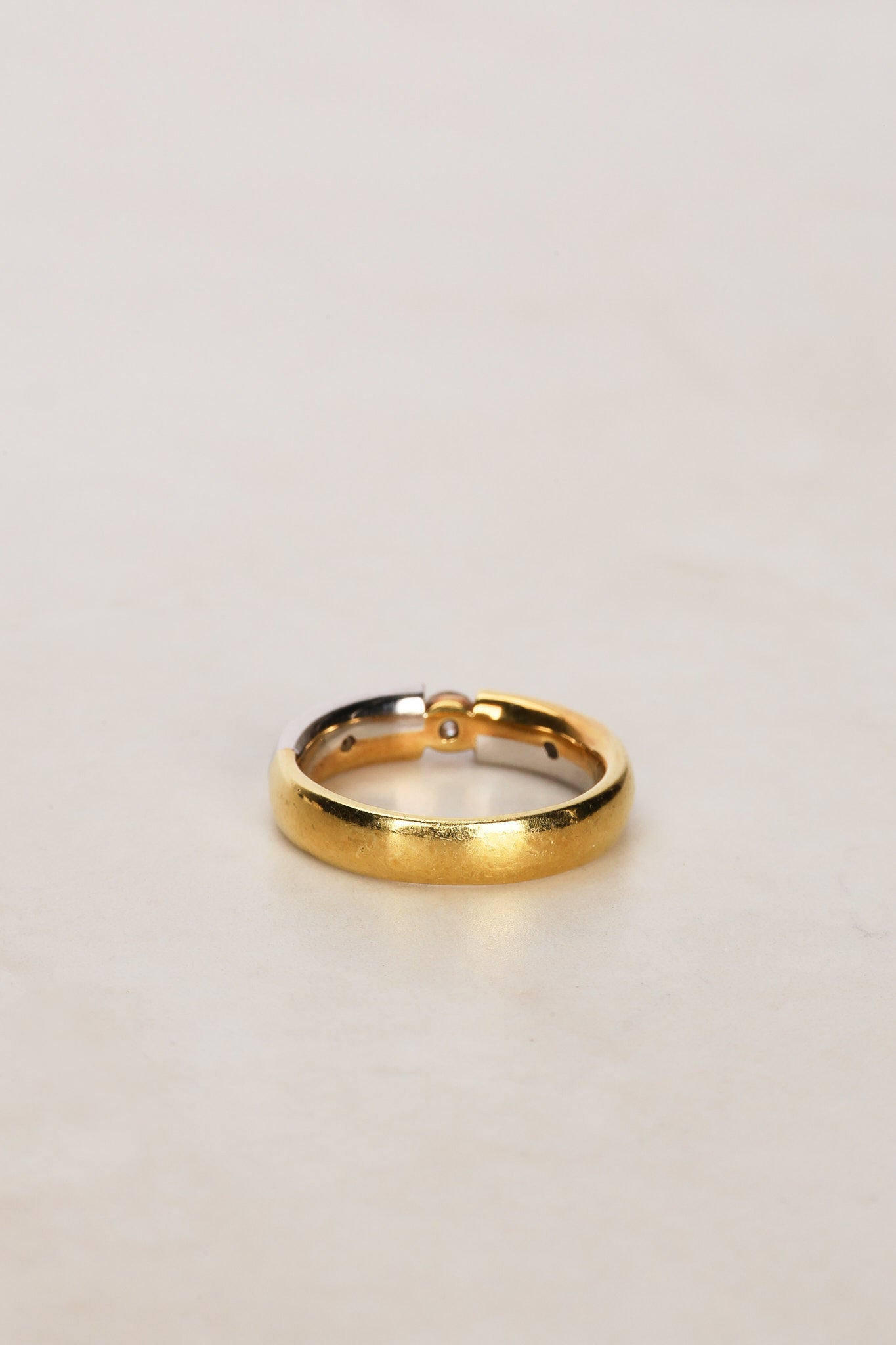 18K Yellow Gold and Diamond Checkerboard Ring, Size US 5.75
