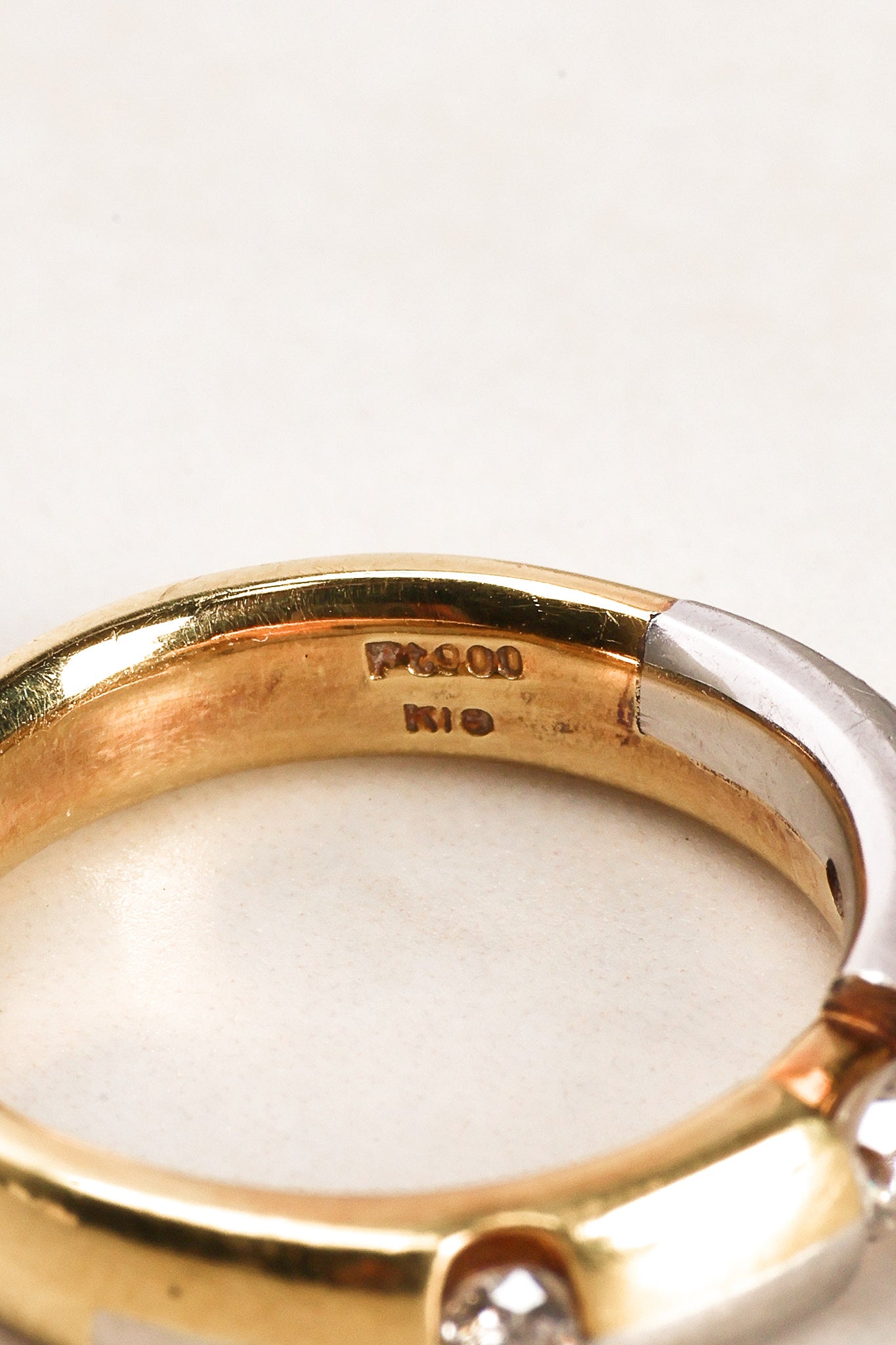 18K Yellow Gold and Diamond Checkerboard Ring, Size US 5.75