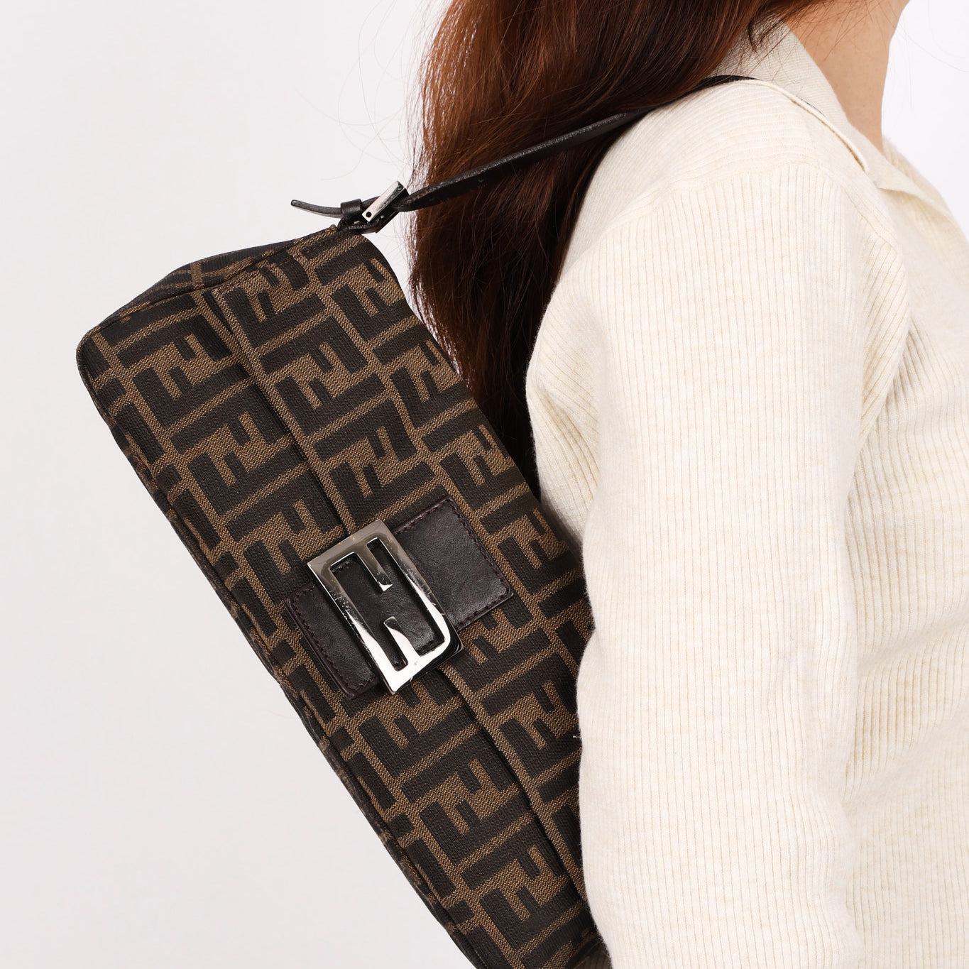 Fendi East West Zucca Baguette Bag