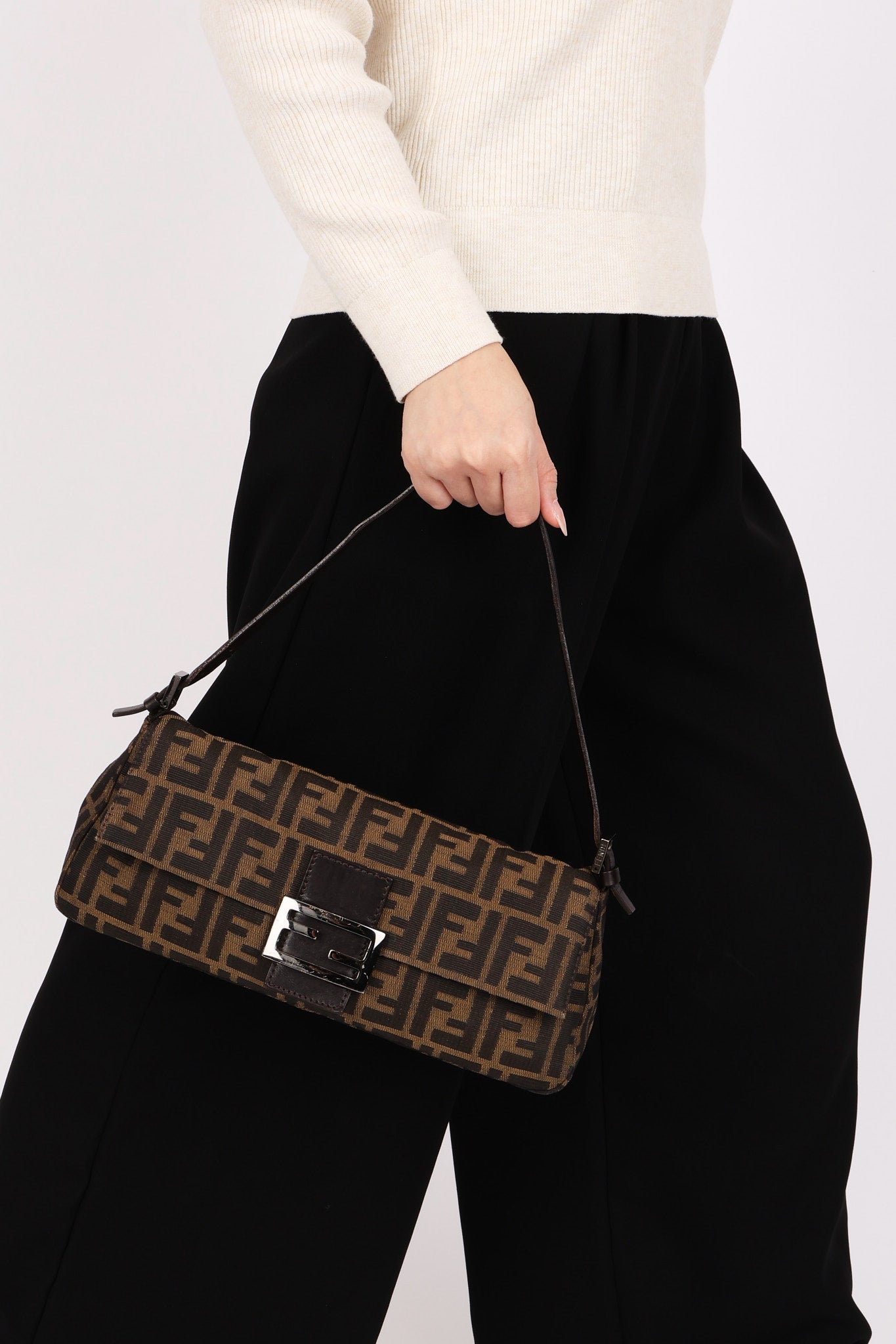 Fendi East West Zucca Baguette Bag