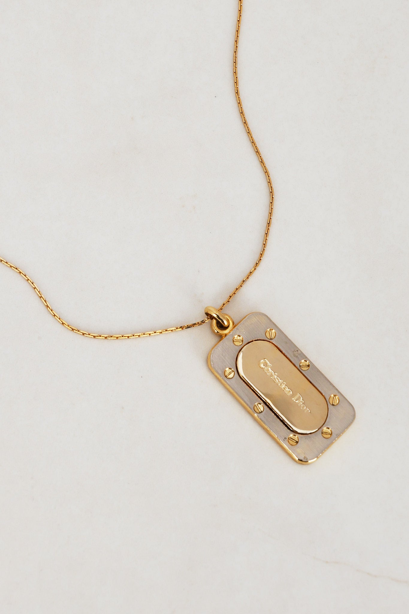 Dior Dog Tag Pendent Necklace