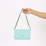Chanel Wallet on Chain Tiffany Blue Caviar SHW