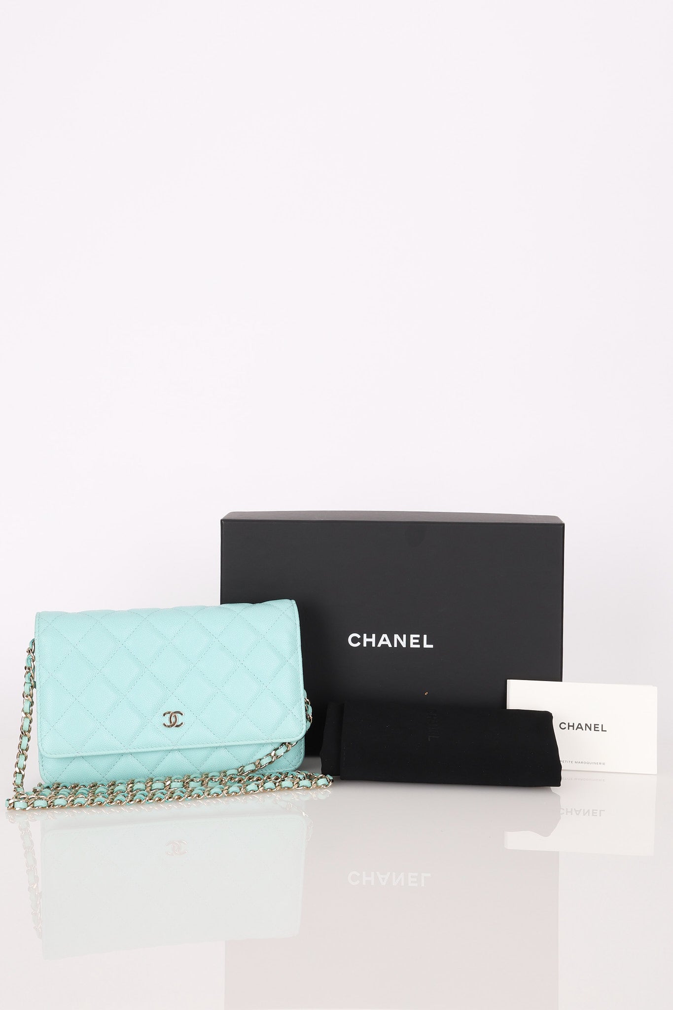 Chanel Wallet on Chain Tiffany Blue Caviar SHW