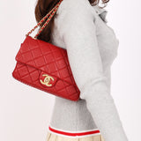 Chanel Stitched Edge Mini Rectangle Red Lambskin 2016 AGHW